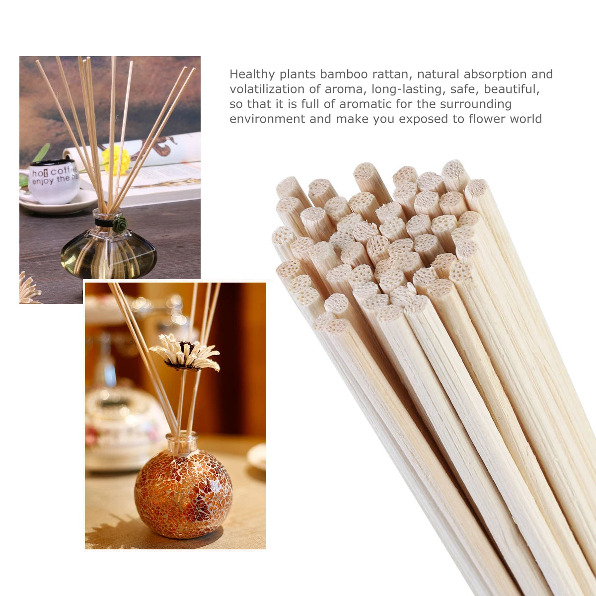 50pcs Oil Duffuser Reed Stick Home Scent Diffuser Fragrance Aromatherapy Diffusers Sticks DIY Handmade Oil Diffuser Replacement