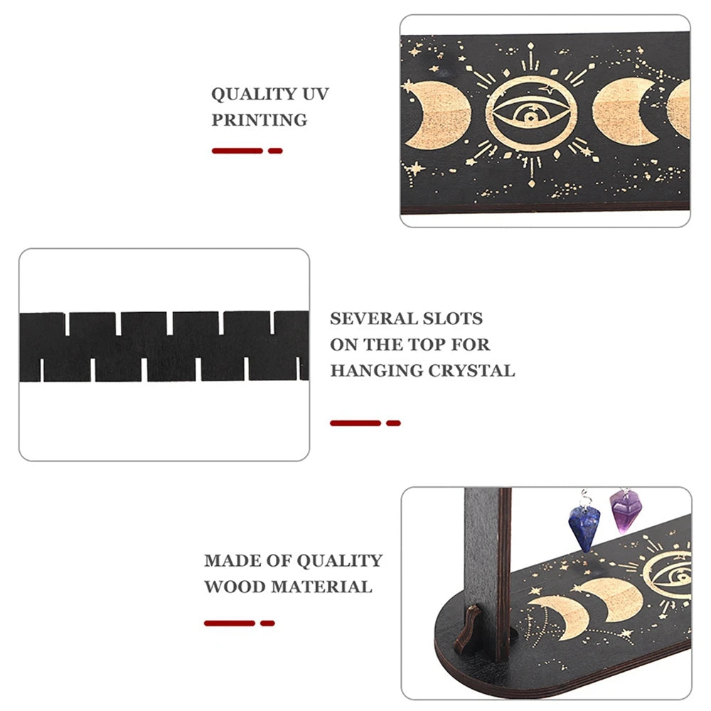 Wooden Pendulum Display Stand Wiccan Crystal Holder Witchcraft Organizer Witch Rock Stone Stand for Crystal Essential Oil Party