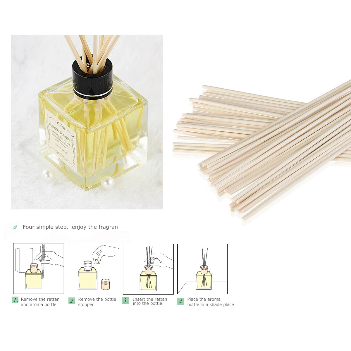 50pcs Oil Duffuser Reed Stick Home Scent Diffuser Fragrance Aromatherapy Diffusers Sticks DIY Handmade Oil Diffuser Replacement