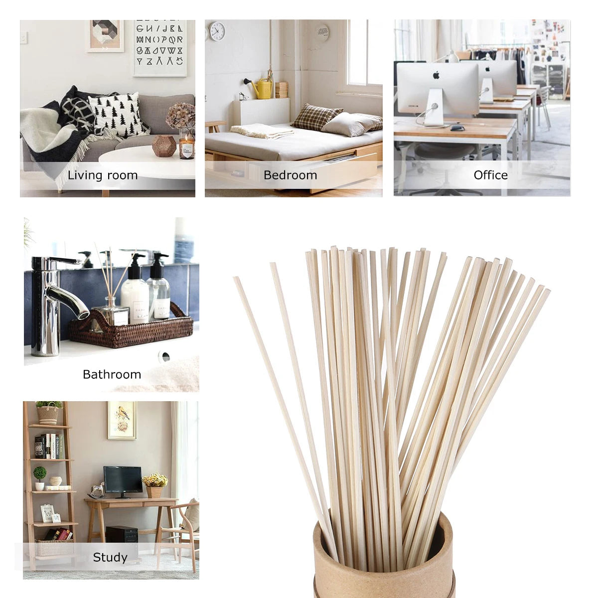 50pcs Oil Duffuser Reed Stick Home Scent Diffuser Fragrance Aromatherapy Diffusers Sticks DIY Handmade Oil Diffuser Replacement