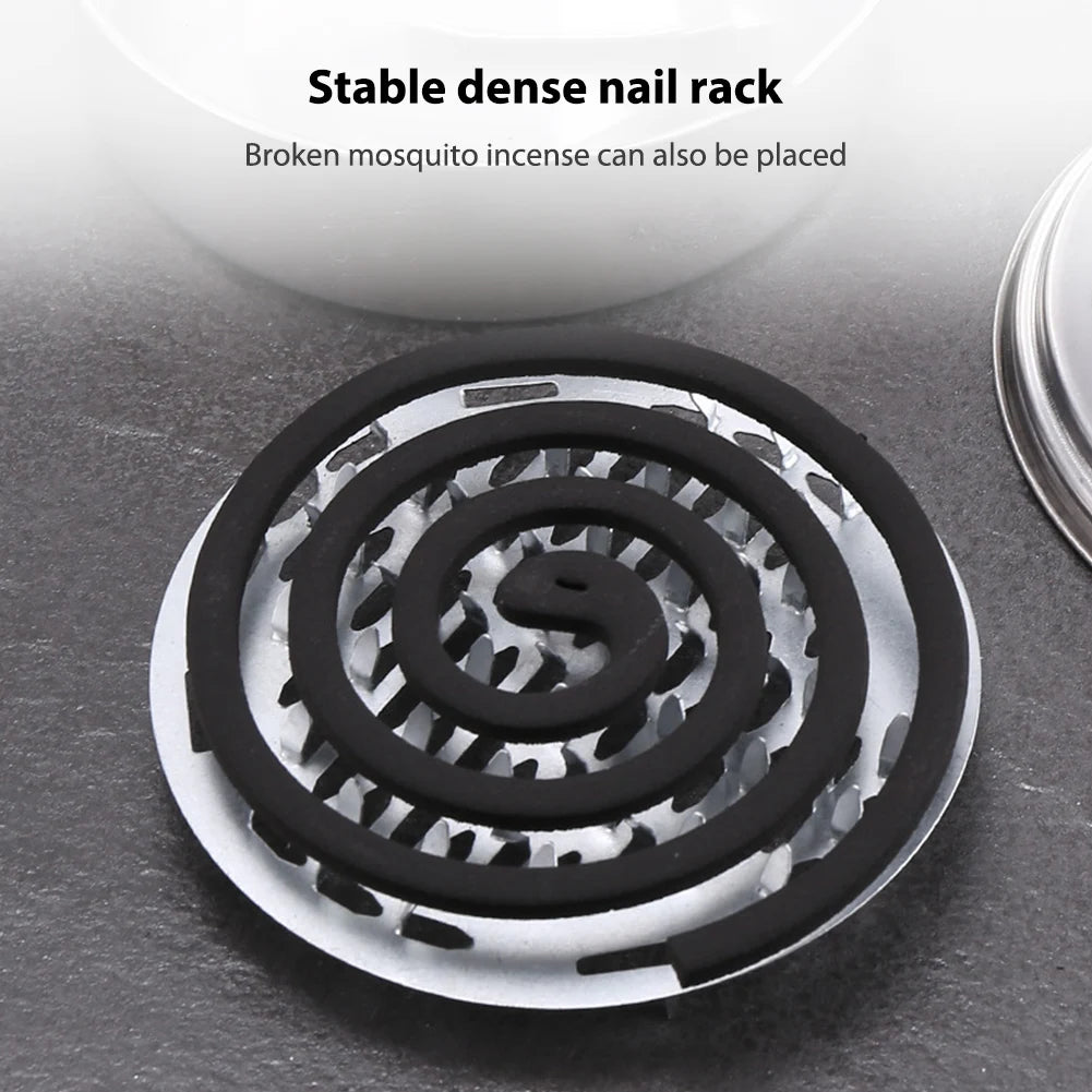 Stainless Steel Mosquito Coil Tray With Cover Large Portable Mosquito Coil Holder Box Anti-Mosquito Spiral Incense Coil Burner
