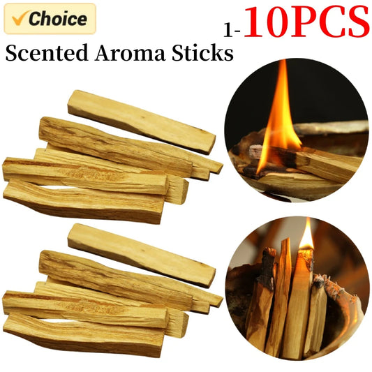 1-10pcs Palo Santo Scented Aroma Sticks Natural Crude Wood Strips Room Fragrance Strip Peru Flavor Yoga Healing for Purifying