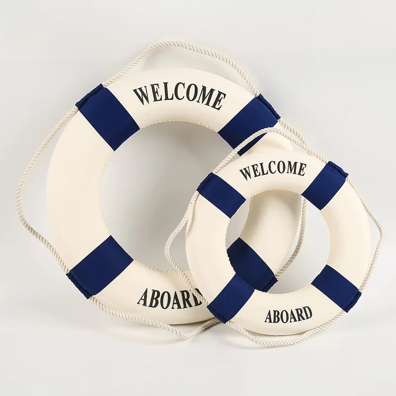 Nautical Style Welcome Decorative Red Blue Life Buoy Home Marine Beach Wall Decoration Life Buoy Crafts Living Room Decoration