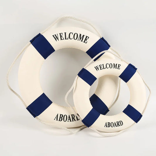 Nautical Style Welcome Decorative Red Blue Life Buoy Home Marine Beach Wall Decoration Life Buoy Crafts Living Room Decoration