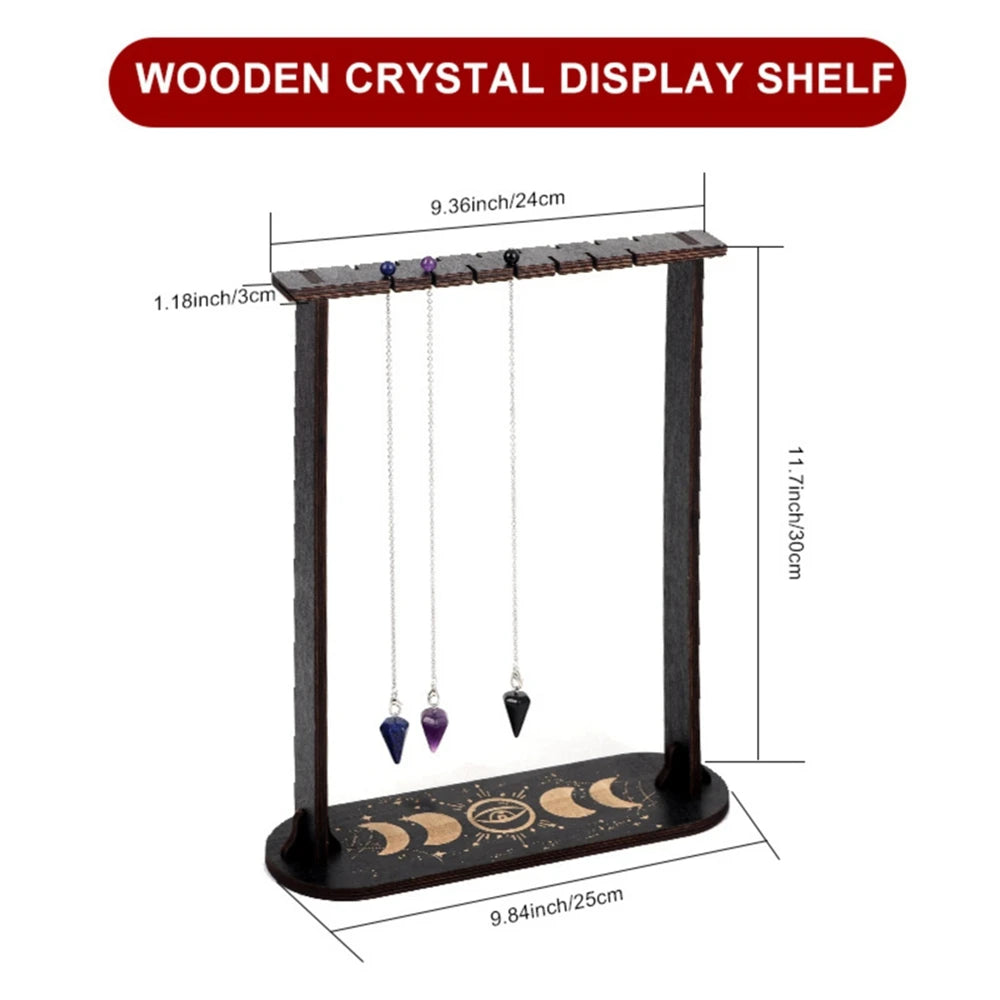 Wooden Pendulum Display Stand Wiccan Crystal Holder Witchcraft Organizer Witch Rock Stone Stand for Crystal Essential Oil Party