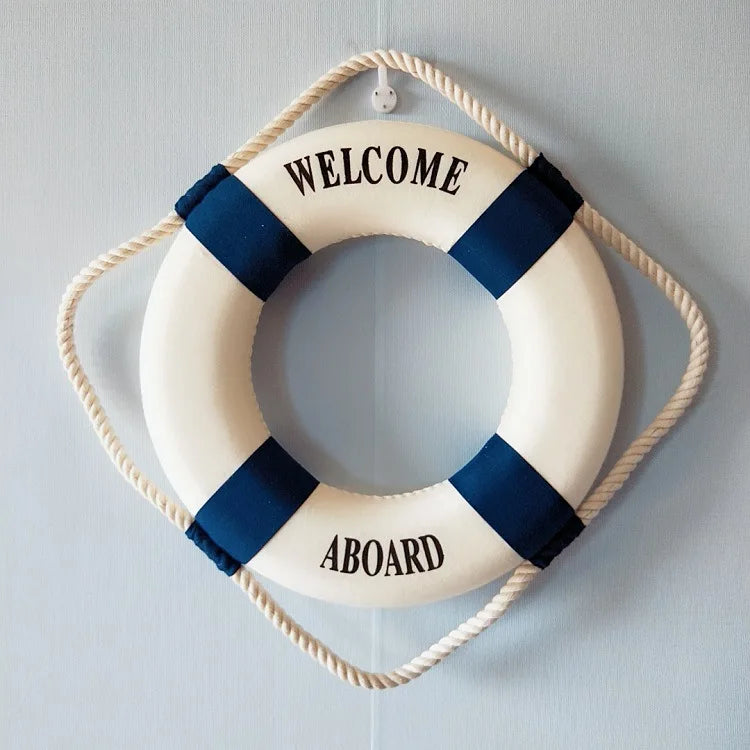 Nautical Style Welcome Decorative Red Blue Life Buoy Home Marine Beach Wall Decoration Life Buoy Crafts Living Room Decoration